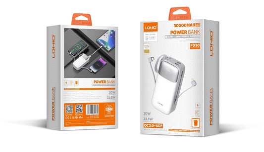 LDNIO PQ30 30000mah 22.5W Fast Charging Power Bank