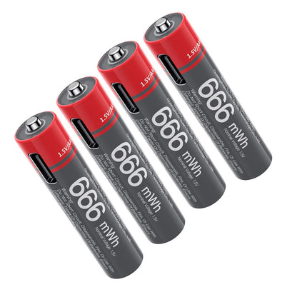 YESIDO YP98 4Pcs 1.5V  AAA Rechargeable Lithium Batteries - Type-C Direct Charging