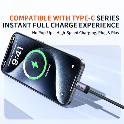 TRANYOO CC4 2m PD 100W Braided Fast Charging Cable for Phone & Laptop