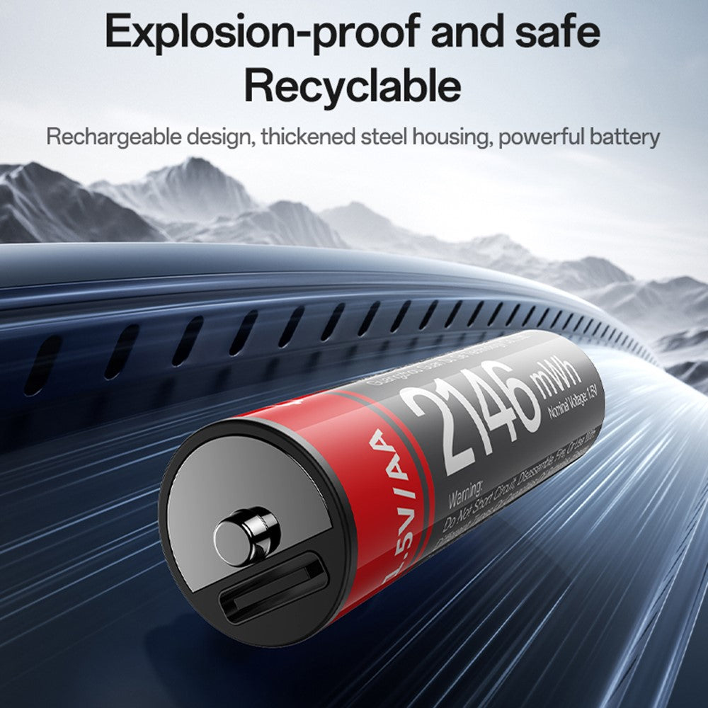 Yesido YP88 AA 1.5V Rechargeable Lithium Batteries – 4 Pieces