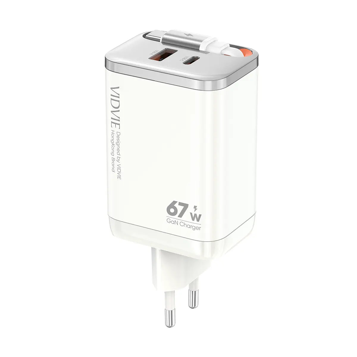 VIDVIE XL-PLE224 67w GaN Fast Charger Retractable USB-C Cable
