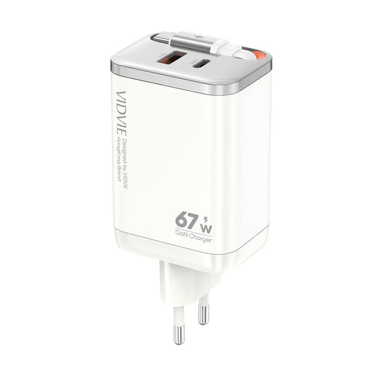 VIDVIE XL-PLE224 67w GaN Fast Charger Retractable USB-C Cable