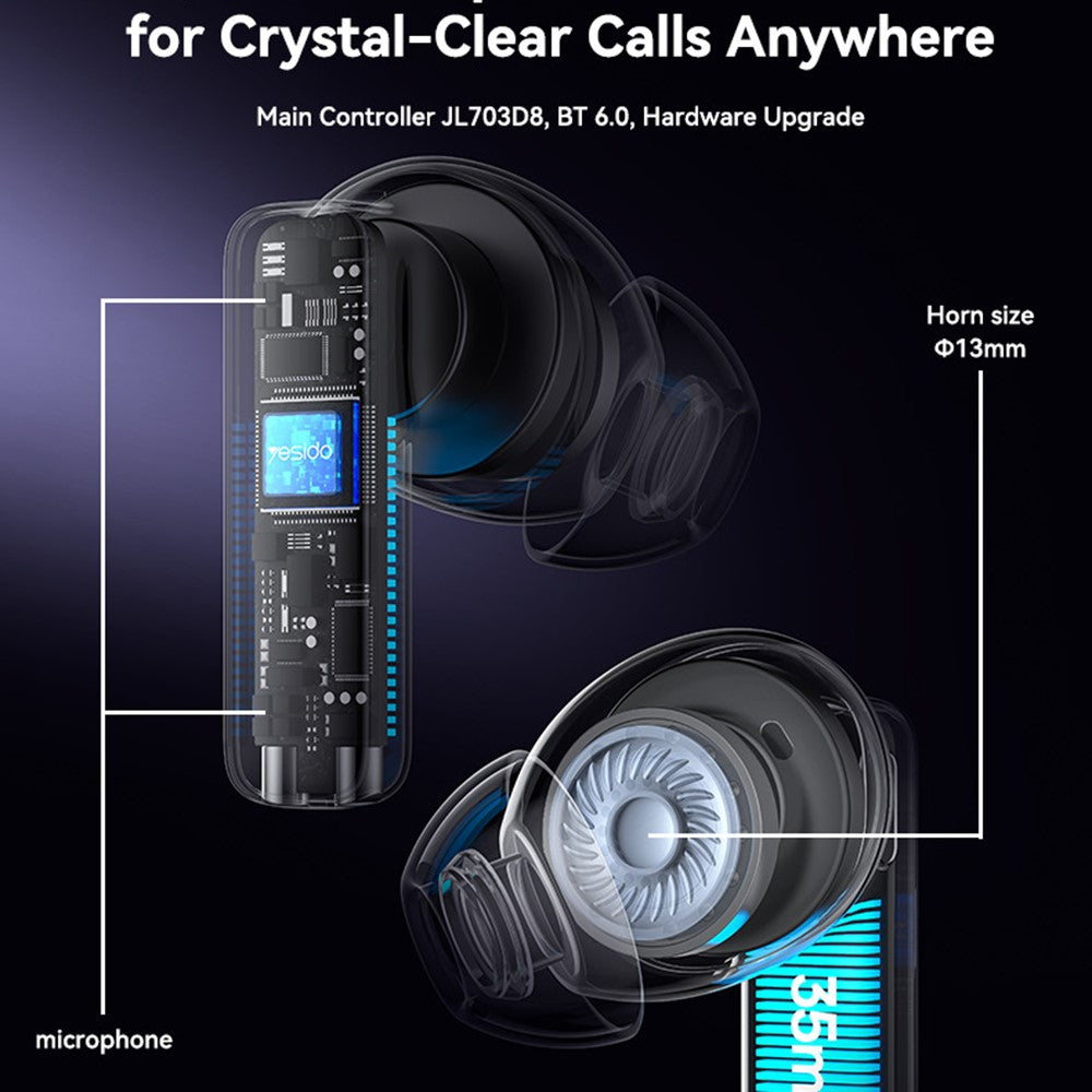 YESIDO TWS40 ANC+ENC Noise Cancellation Wireless Earbuds