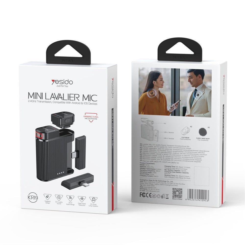 Yesido KR19 2 in 1 Magnetic Lavalier Wireless Microphone