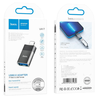 Hoco UA17 Lightning to USB-A OTG Adapter - (pack of 3)