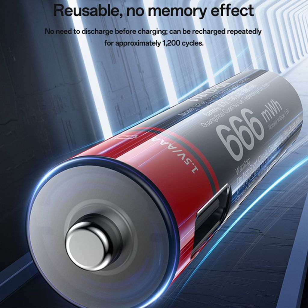 YESIDO YP98 4Pcs 1.5V  AAA Rechargeable Lithium Batteries - Type-C Direct Charging