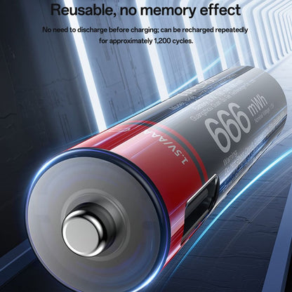 YESIDO YP98 4Pcs 1.5V  AAA Rechargeable Lithium Batteries - Type-C Direct Charging
