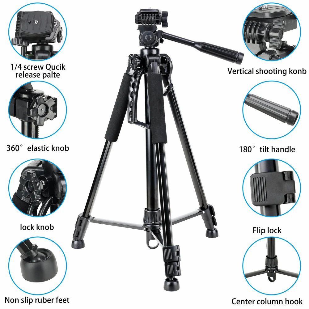 NeePho NP-8840 180 Degrees Tilt Handle Carbon Fiber Camera Tripod Phone