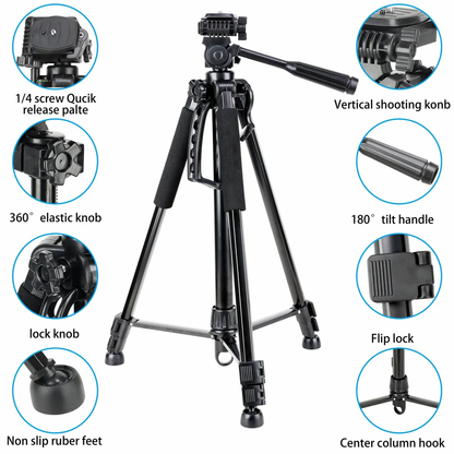 NeePho NP-8840 180 Degrees Tilt Handle Carbon Fiber Camera Tripod Phone