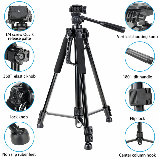 NeePho NP-8840 180 Degrees Tilt Handle Carbon Fiber Camera Tripod Phone