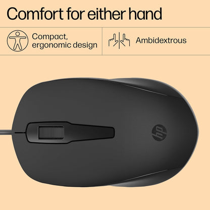 HP 150 Wired Optical Mouse Black