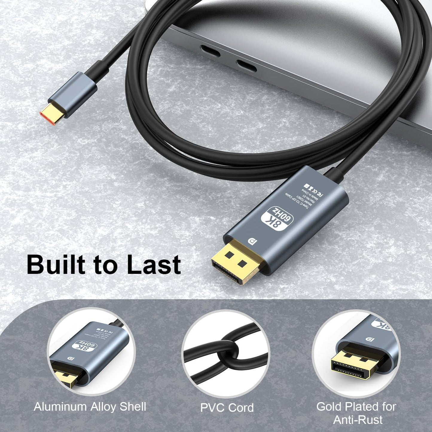 USB C to DisplayPort 8K@60Hz Cable - 1.8m