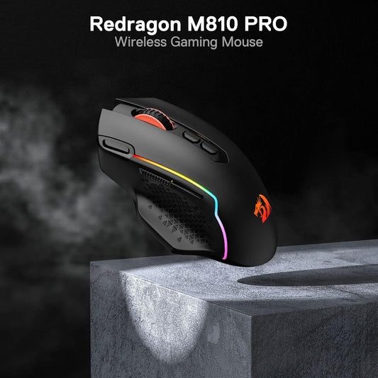 Redragon M810 TAIPAN PRO 10000DPI 8-Button Wireless RGB Gaming Mouse - Black