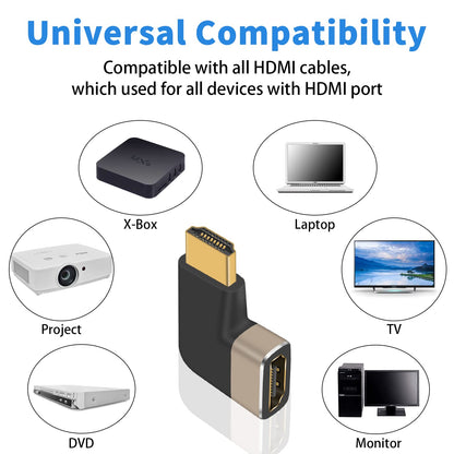 Left Angle 8K Male to Female HDMI Adapter