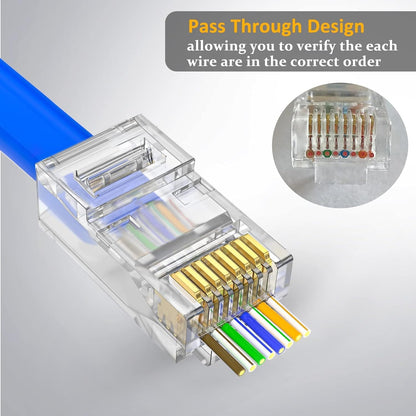 Pollen Pass Through Cat6 RJ45 Connectors - 100 pack