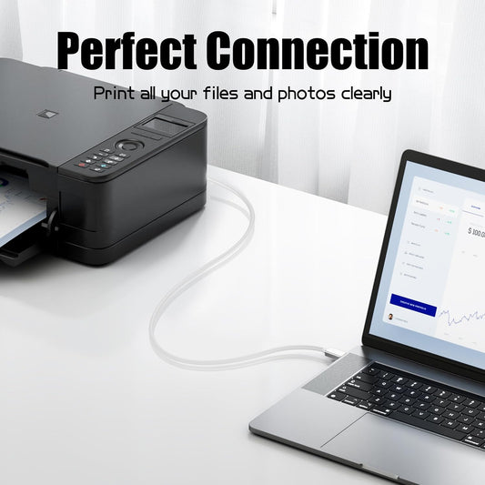 USB-C to USB 2.0 Printer Cable High-Speed , Plug & Play- 3m
