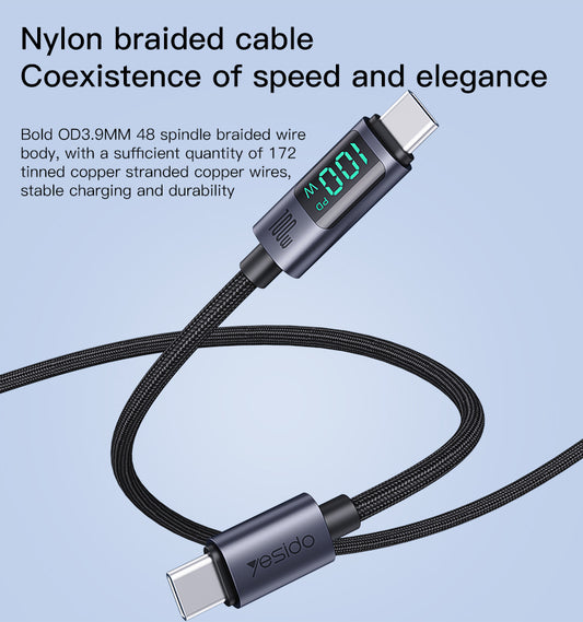 YESIDO CA158 USB Type-C Fast Charge & Data Cable 1.2 m - 100W