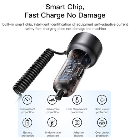 Yesido Y58 60W Fast Charging Car Charger | Built-in Type-C And Lightning
