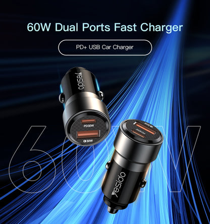 Yesido Y55 Dual Port 60W Fast Charging Car Charger
