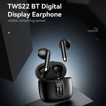 Yesido TWS22 Bluetooth 5.3 LED Digital Display TWS Wireless Bluetooth Earphone (Black)