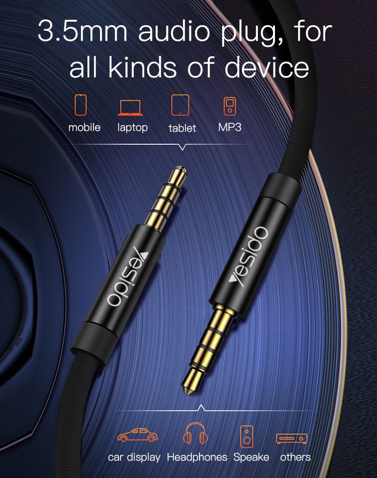Yesido YAU14 3.5mm male-to-male Aux Cable -1m