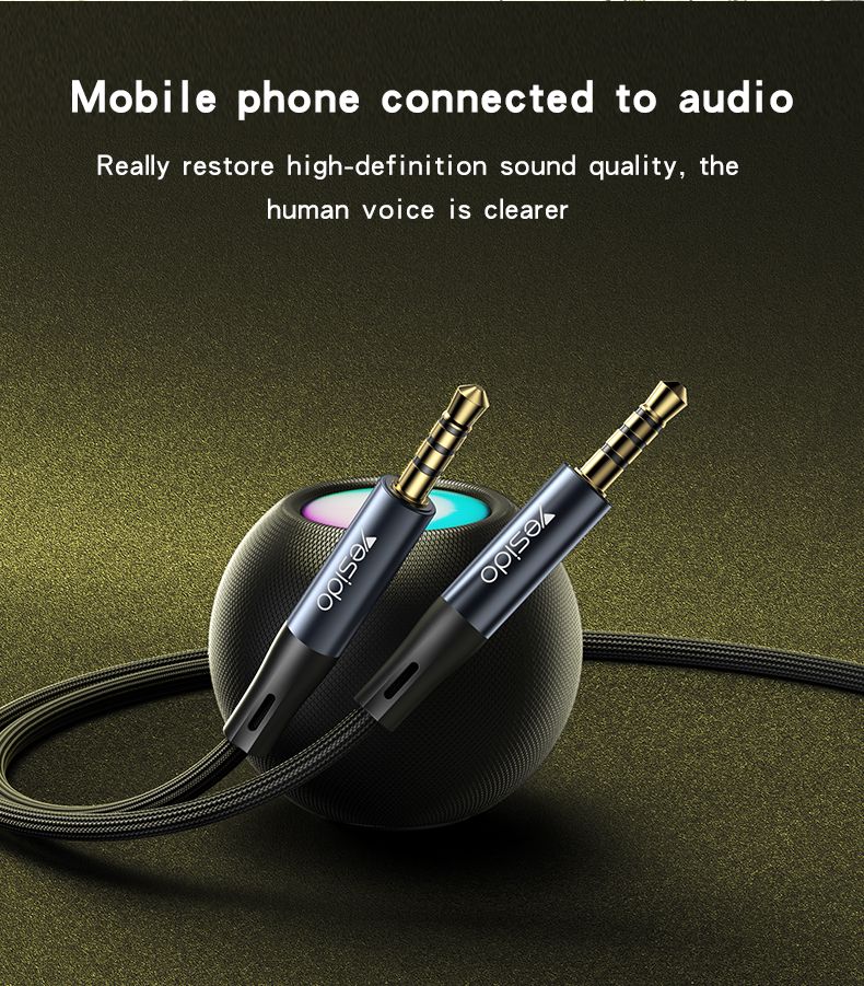 YESIDO Premium Aluminum 3.5MM AUX Cable - HD Audio & Calls-YAU43