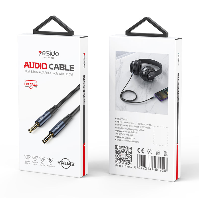 YESIDO Premium Aluminum 3.5MM AUX Cable - HD Audio & Calls-YAU43