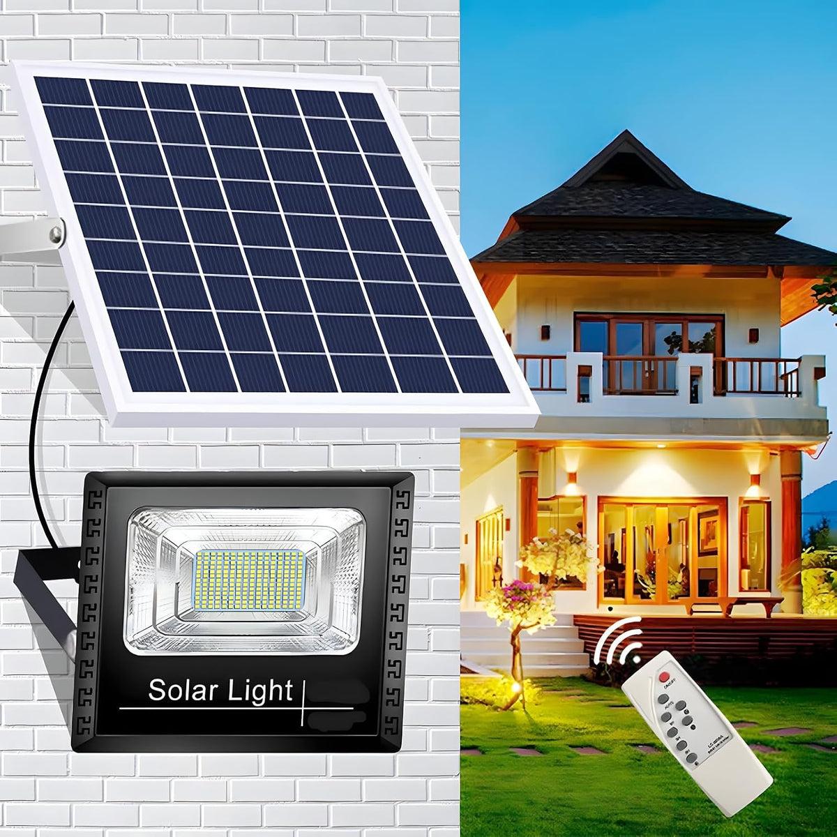 Hoco DL06 Plus 100W Solar LED Flood Light with Remote Control and Solar Panel