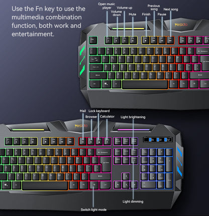 Yesido KB21 Premium USB Wired Gaming Keyboard With RGB Backlight