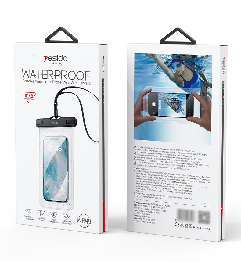 Yesido WB49 Waterproof Phone Bag, Touchscreen Safe