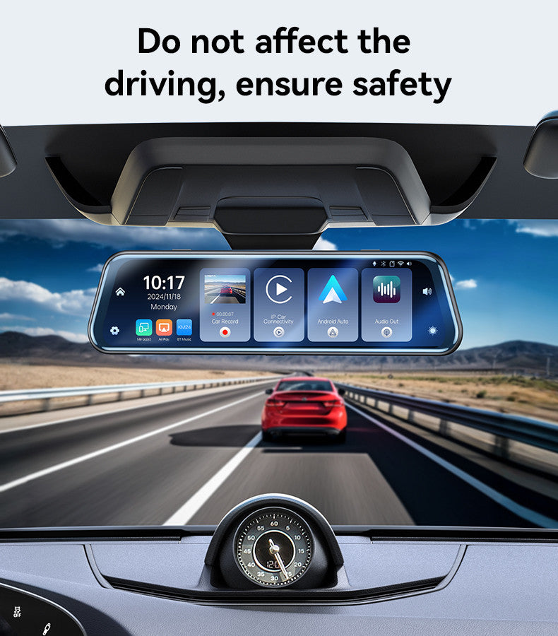 Yesido KM24 9.66 inch HD Image Reversing Assist CarPlay Streaming Rearview Mirror Dash Cam