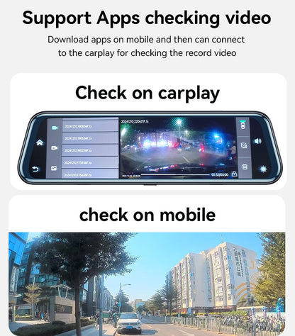 Yesido KM24 9.66 inch HD Image Reversing Assist CarPlay Streaming Rearview Mirror Dash Cam