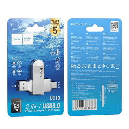 Hoco UD10 2-in1 OTG Flash Drive : TYPE-C + USB3.0 - 64GB