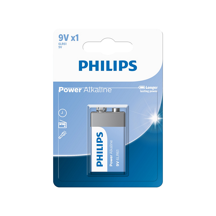 Philips Power Alkaline 6LR61 Battery 9V