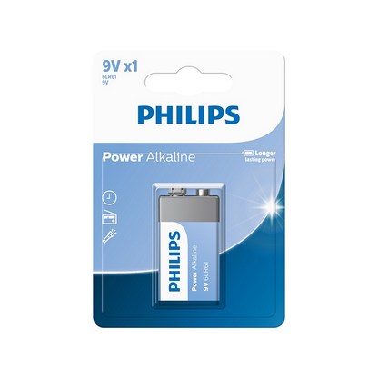 Philips Power Alkaline 6LR61 Battery 9V