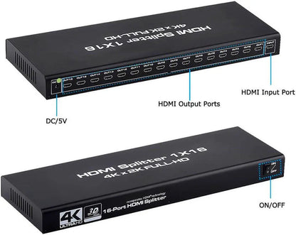 HDMI Splitter 1 in 16 Out 16 Port 1x16 Full HD 1080P