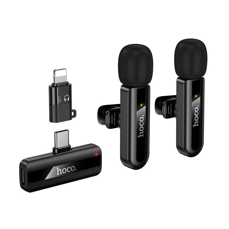 hoco L20A USB Type-C & Lightning (iPhone) Dual Lavalier Wireless Microphone