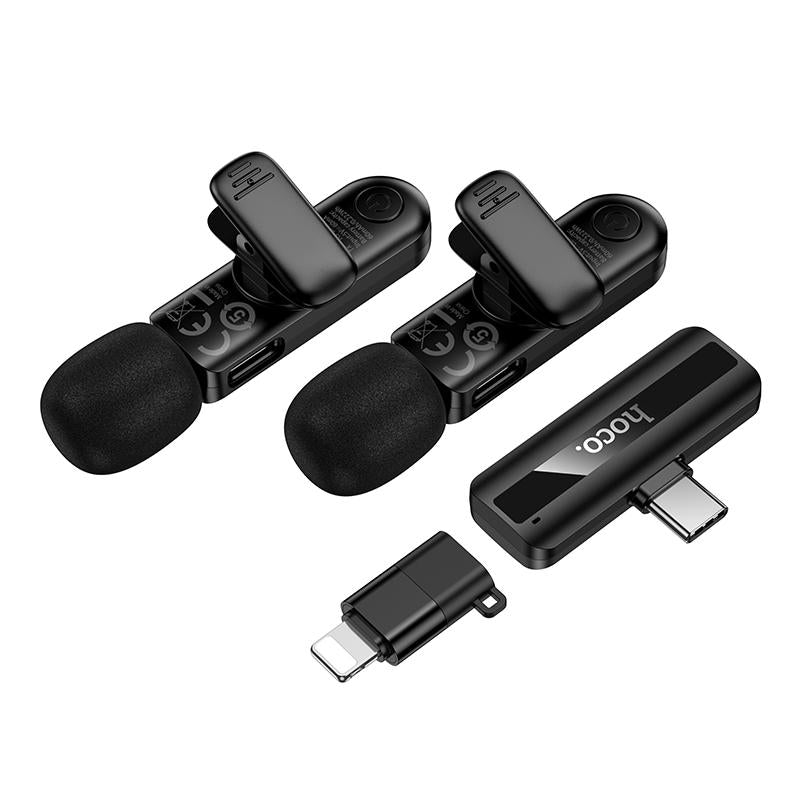 hoco L20A USB Type-C & Lightning (iPhone) Dual Lavalier Wireless Microphone
