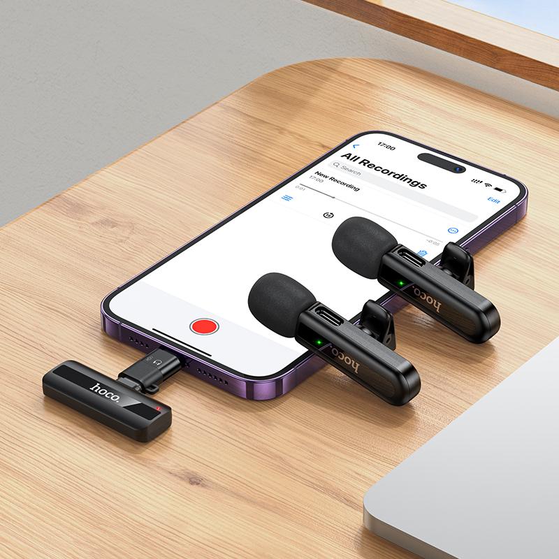 hoco L20A USB Type-C & Lightning (iPhone) Dual Lavalier Wireless Microphone
