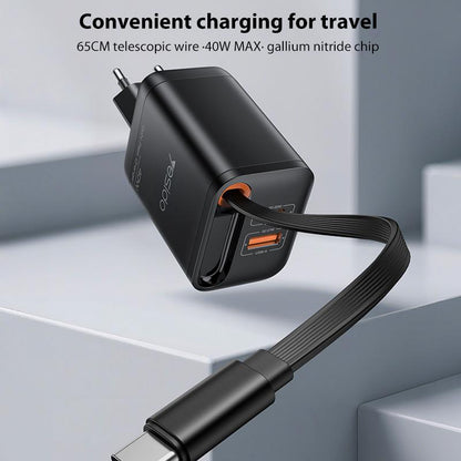 Yesido YC99 40W Fast Charger with retractable Type-C Cable