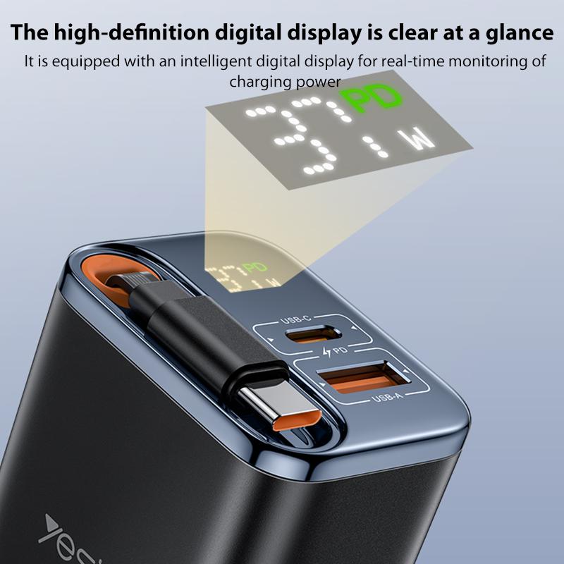 Yesido YC100 67W Fast Charger with Retractable Type-C Cable,