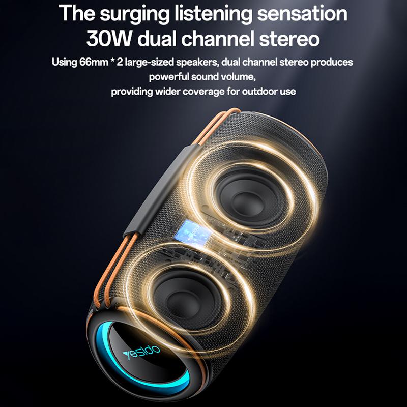 Yesido YSW38 30W Dual-Channel Stereo Outdoor Bluetooth Speaker(Black)