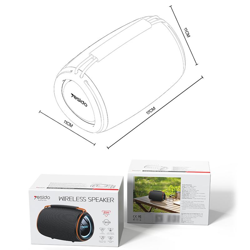 Yesido YSW39 20W Outdoor Portable Bluetooth Speaker(Black)