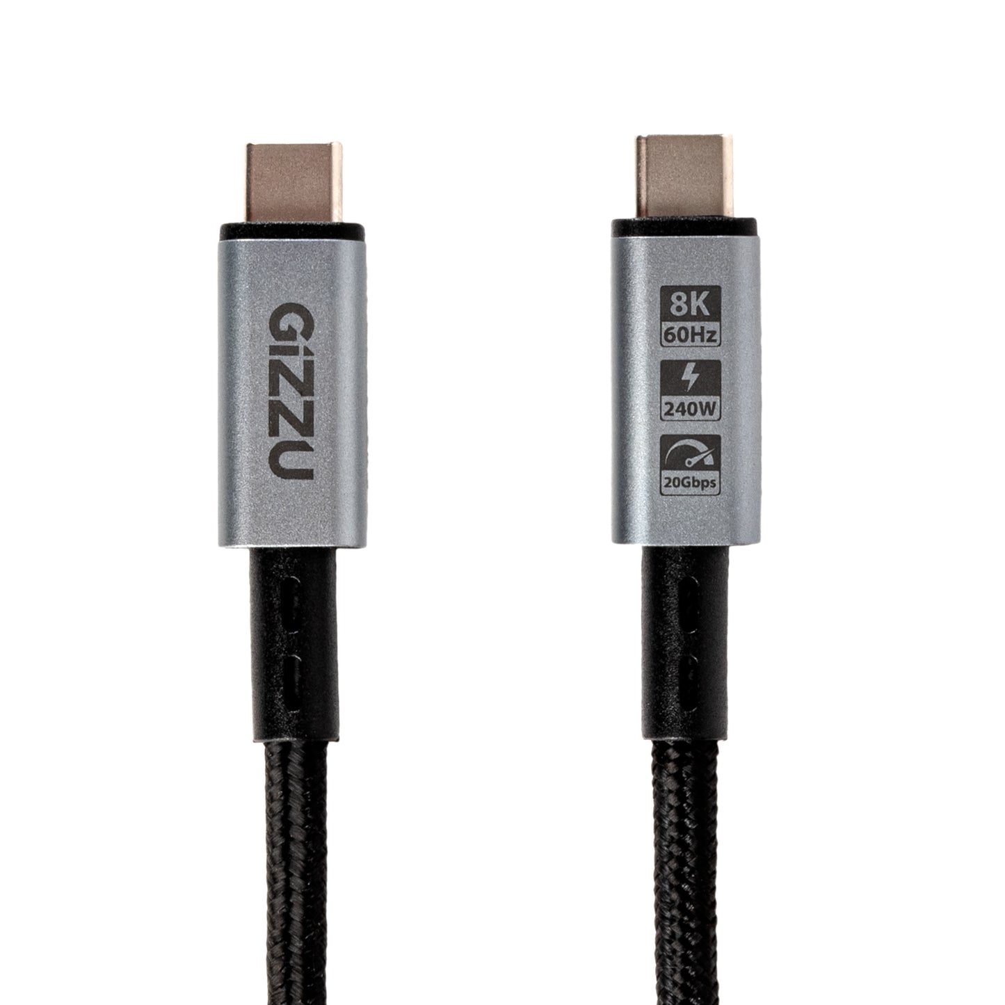 GIZZU 240W 8K@60Hz Type-C to Type- C (Data, Video and Charge) Cable - 2m