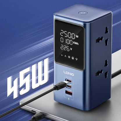 LDNIO SC2 45W PD charger 2500W universal power strip with LED