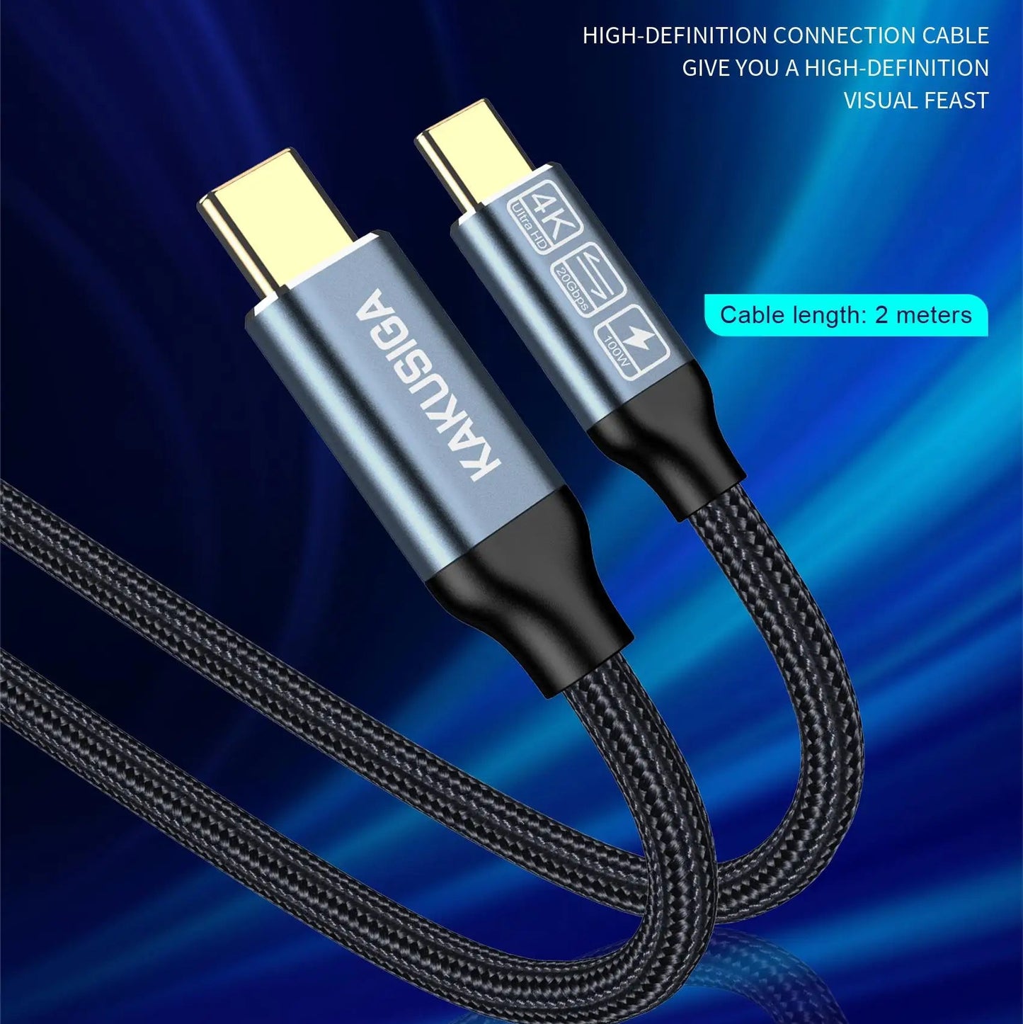 KSC-988 USB 3.2 Gen2, 20Gbps, 100W (4K@60Hz) Charging Cable - 2m