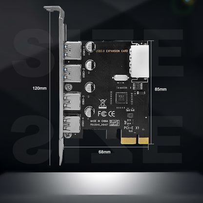 Pollen-Tech 4 Port USB 3.0 PCIe Expansion Card