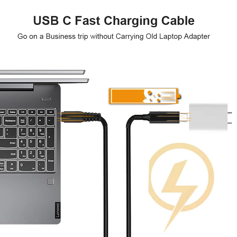 65W USB C to DC Charging Cable DC Jack 4.5 x 3.0 mm for HP Laptops