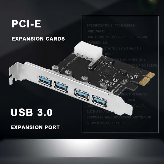 Pollen-Tech 4 Port USB 3.0 PCIe Expansion Card