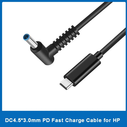 65W USB C to DC Charging Cable DC Jack 4.5 x 3.0 mm for HP Laptops